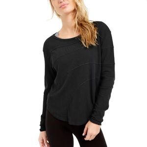 Free People Movement Black Ribbed Long Sleeve Top Medium Oversized Cropped